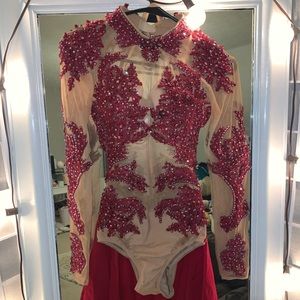 Beautiful burgundy solo dance costume